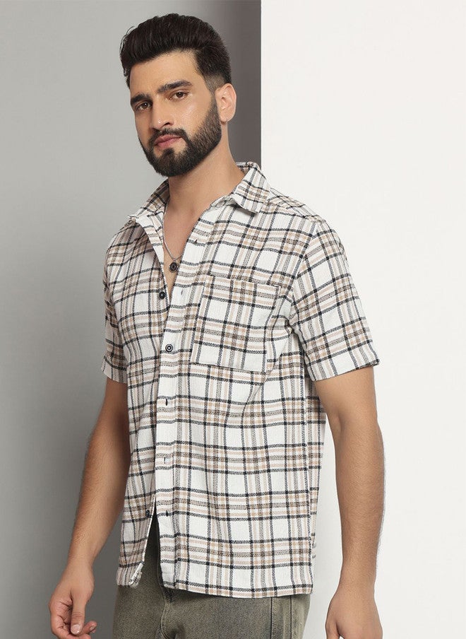 CHIMPAAANZEE Men Tartan Checks Opaque Checked Casual Shirt - Image 4